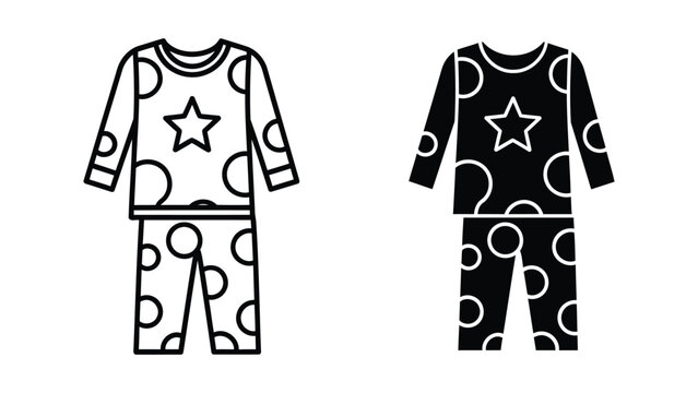 Comfortable children pajamas set with star pattern vector isolated on transparent