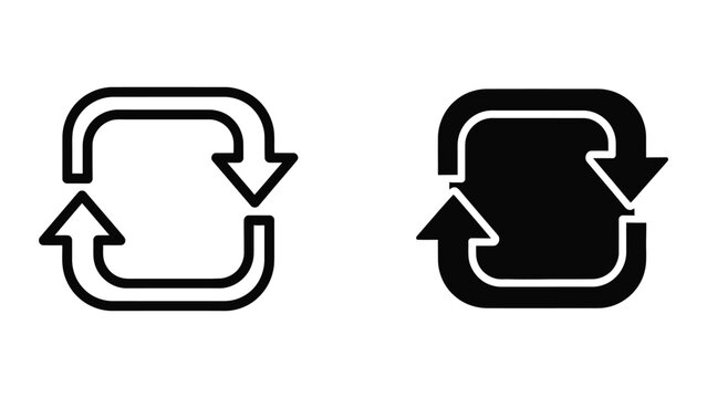 Recycle symbol vector outline and silhouette loop icon
