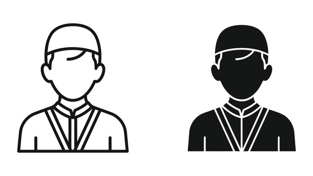 Portrait of a man wearing a traditional skull cap vector icon for cultural identity