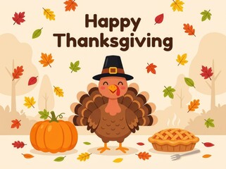 Fototapeta premium Celebrating thanksgiving a time for gratitude family friends and delicious food with joyful hearts and warm memories