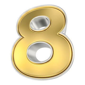 Gold and silver 3D number eight