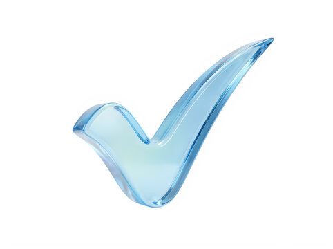 3d render of a glossy blue check mark symbol isolated on transparent background