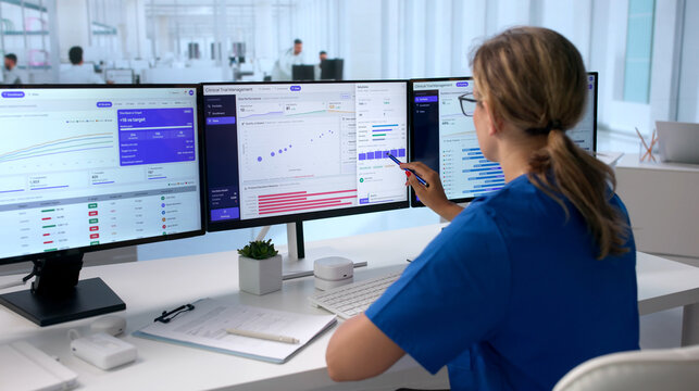 Woman Tracking Clinical Trial Patient Enrollment Progress