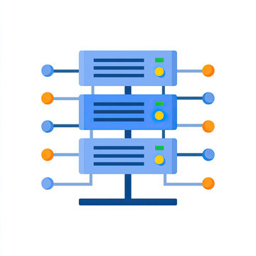 transparent database server vector icon with connected nodes