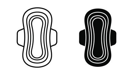 Sanitary pad feminine hygiene icon set in outline and solid black vector illustration © SHAHJAHAN 