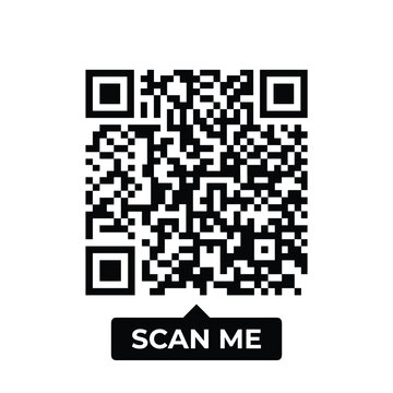 Qr code scan me sign design isolated on white background with square matrix pixel code