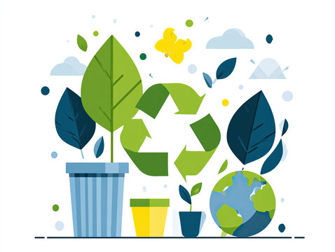 flat vector illustration of environmental sustainability concept