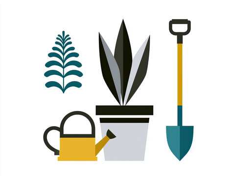 transparent gardening tools vector illustration