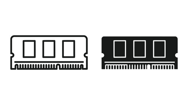 Computer RAM memory module icon vector outline fill