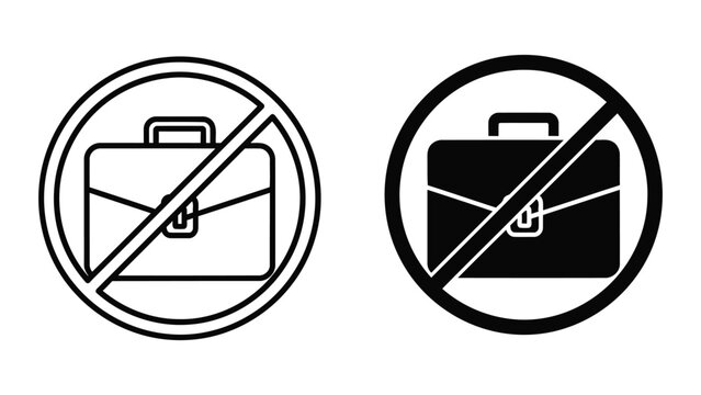 Forbidden briefcase icon set for no business or work restricted sign vector art