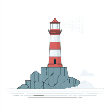 transparent lighthouse vector illustration by rocky coastline