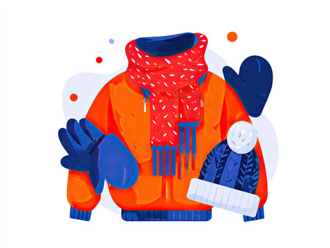 transparent winter clothing illustration with scarf