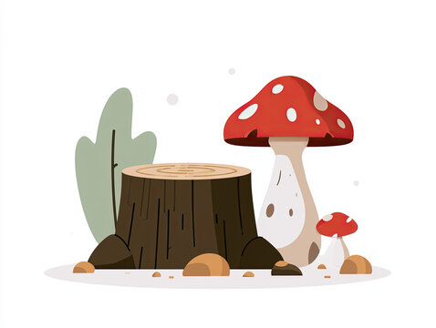 transparent mushroom vector illustration growing in nature