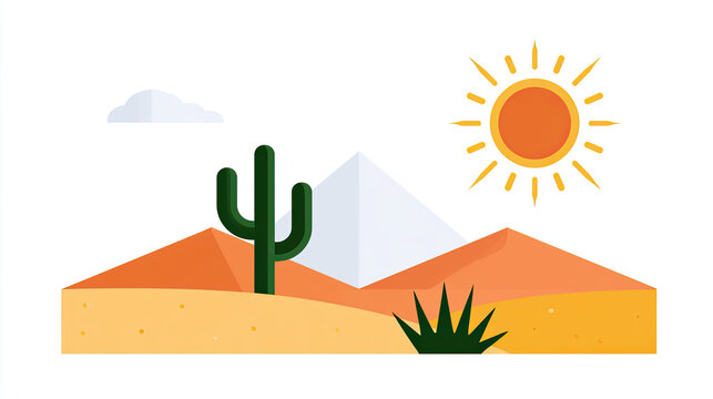 transparent cacti in a desert landscape vector illustration