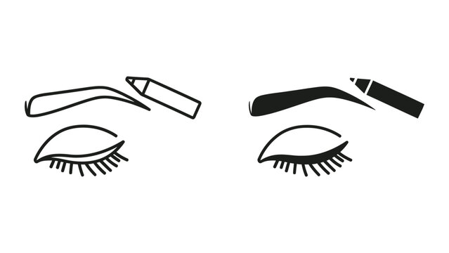 Eyebrow shaping and makeup pencil vector icon set isolated on transparent background