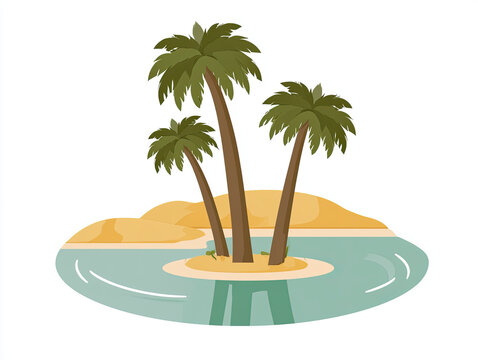 transparent oasis vector illustration with palm trees and scenery