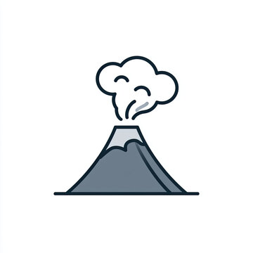 transparent volcano icon with smoke cloud flat vector design