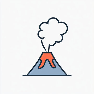 transparent flat vector volcano icon with smoke cloud