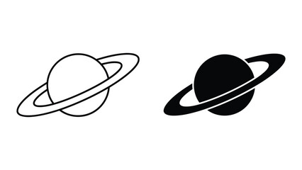Saturn planet with rings vector icon set for space exploration and astronomy © Creative