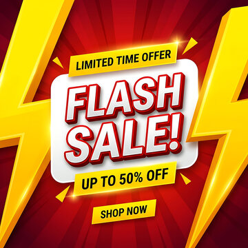 Flash sale banner with lightning bolts and discount offer