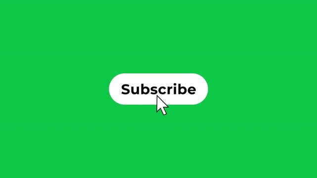 Subscribe Channel Button Click Interaction Animation For Digital Media On Green Screen