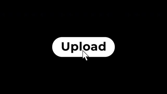 Upload File Data Button Click Animation For Cloud Interface Design On Black