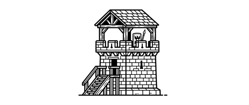 Medieval Watchtower Isolated Illustration