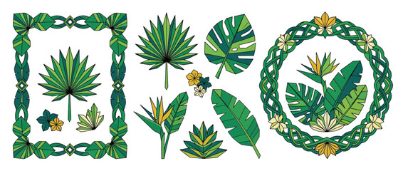Tropical Leaf Motifs and Floral Frames © fajardwi