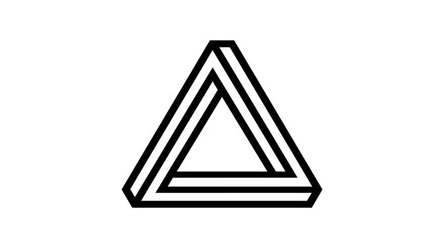 Triangle optical illusion created with black lines forming an impossible geometric shape on a clean white background.