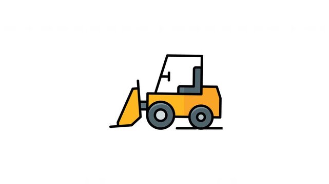 Yellow construction bulldozer icons moving in a repetitive grid