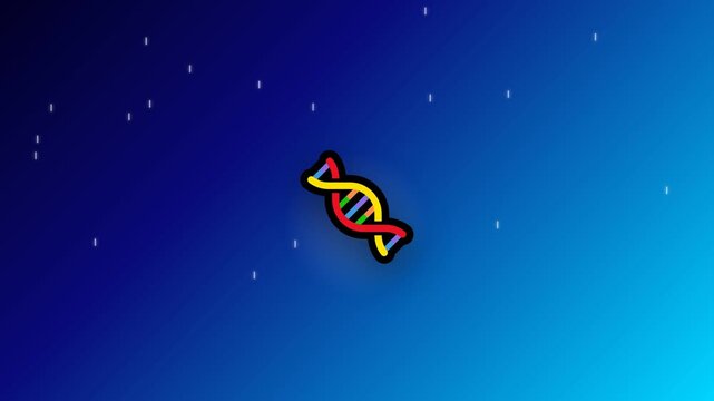 Colorful DNA Helix Icon on Starry Blue Gradient Background