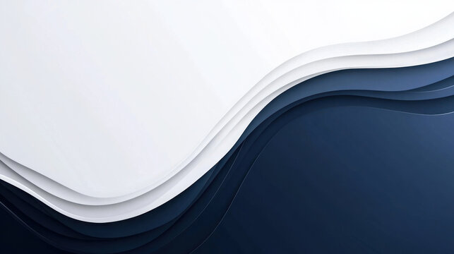 Abstract white and navy blue curved layers background for modern corporate design template.