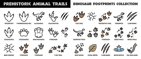 Prehistoric Dinosaur Footprints and Tracks Collection © andi