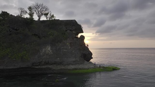 Aerial view of natural landscape of Kubu beach and cliff in Bali island, Indonesia