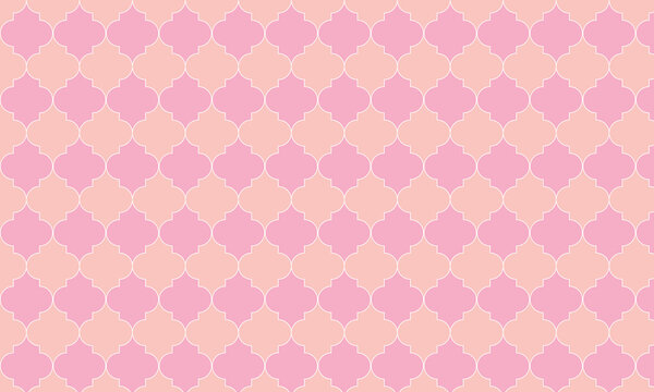 Pink geometric quatrefoil pattern creates a seamless decorative background with an abstract tile design