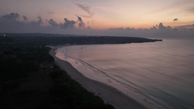 Aerial view of natural landscape of Kubu beach and cliff in Bali island, Indonesia