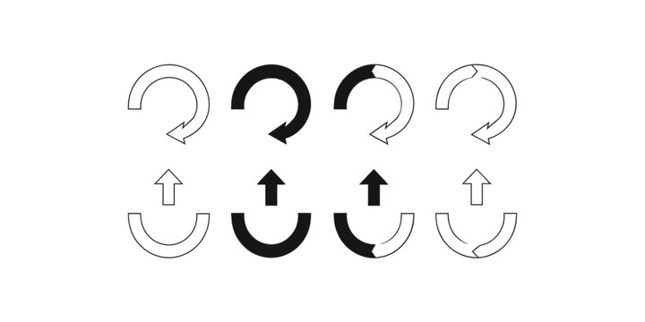 Set of circular arrows and progress icons for navigation and data flow design with loading arrows rotation arrows cycle icon directional arrows process indicator UI navigation graphic symbols