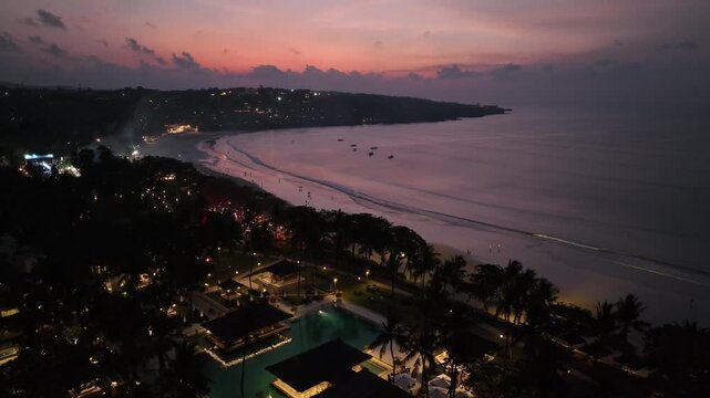 Aerial view of natural landscape of Kubu beach and cliff in Bali island, Indonesia