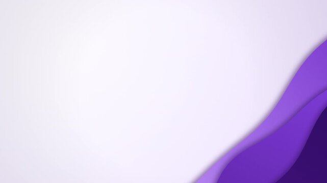 Abstract paper cut style background with smooth layered waves in a single monotone purple palette ranging from light lavender to deep violet, tilted at forty five degrees and placed low in the lower r