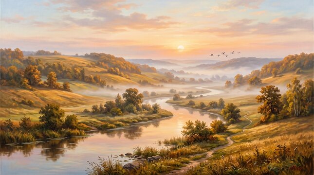 Golden river landscape