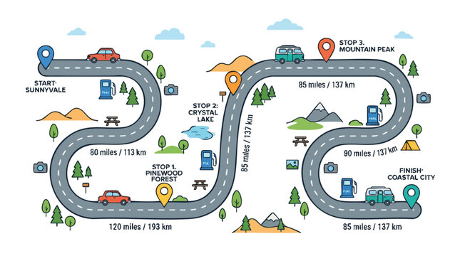 Travel Route Map infographic showing World Tourism Day itinerary visual with stops