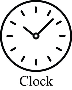 Simple clock icon with hour and minute hands
