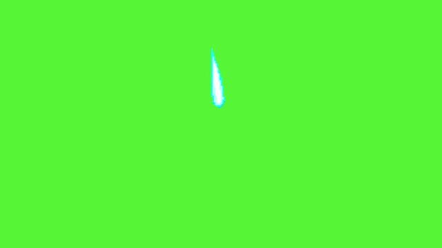 blue saber sword slash animation in pixel art style with green screen background