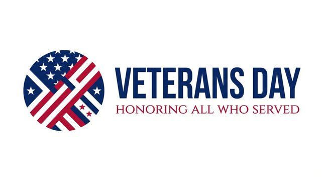 Patriotic veterans day graphic featuring an american flag circle design to honor those who served our country proudly