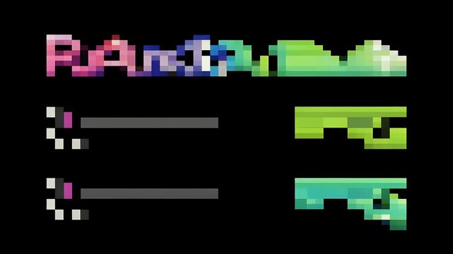 Abstract Glitched Digital Art with Horizontal Stripes and Geometric Elements