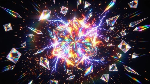 迫力ある激アツ虹色クリスタルコアループ背景