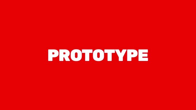 PROTOTYPE animated text gives the design a modern product development feel.