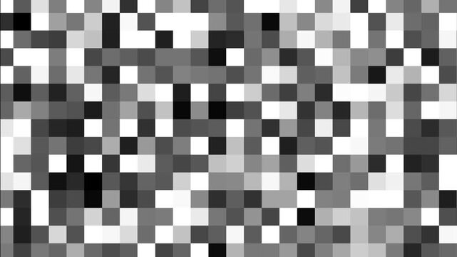 Abstract white and black Pixel mosaic blur censored animated, gematric pattern animation. 