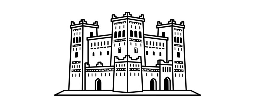 Stylized Castle Illustration on Transparent Background