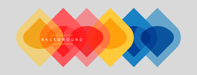 Fototapeta premium Abstract colorful overlapping shapes create dynamic background. Yellow, red, blue hues dominate design. Simple, modern aesthetic.